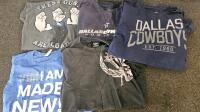 (XA) Mixed Clothing Lot: Paper Shredder w/ Forward and Reverse Modes (Functional), Large Green and Orange Quilt, JNCO Shorts, Jean Shorts, Various Brands of Jeans, Various Dallas Cowboys Shirt and Vest, Other Clothing in Various Sizes, Moccasins, Two Bags - 6