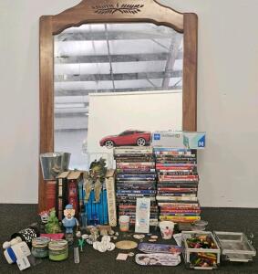 (XA) Large Lot: Figurines, Medline Nitrile Gloves M, HP Ink Cartridge, Spice Tins, Novelty Pins, More