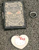 (XA) Large Lot: Figurines, Medline Nitrile Gloves M, HP Ink Cartridge, Spice Tins, Novelty Pins, More - 11