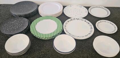 Large Corelle USA Vitrelle Dinnerware Set, 61 Pieces, Mixed Patterns, Plates & Bowls, Microwave Safe