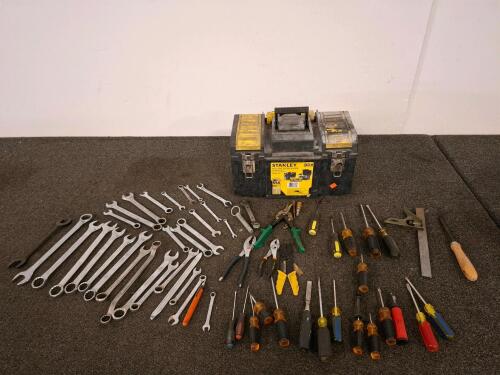 Stanley 3-in-1 Rolling Workshop Tool Box with 44-Piece Mixed Hand Tools, Wrenches, Screwdrivers