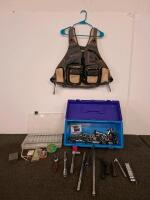 Superfly Fly Fishing Vest, Tackle Box with Lures, & Tool Box w/Sockets and Ratchets Set
