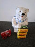 Coca-Cola Polar Bear Collectibles Lot &ndash; Ceramic Cookie Jar, Tins, Bottles, Plush, Figurines - 4
