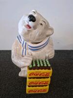Coca-Cola Polar Bear Collectibles Lot &ndash; Ceramic Cookie Jar, Tins, Bottles, Plush, Figurines - 5