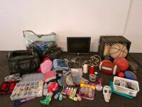 Mixed Lot of Craft Supplies and Jewelry Making Materials with Organizer, Tools & Fabrics ,monitor ( unable to test