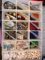 Mixed Lot of Craft Supplies and Jewelry Making Materials with Organizer, Tools & Fabrics ,monitor ( unable to test - 5