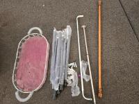 Large Miscellaneous Home Goods Lot: Sunflower Backpack, Blue Mason Jars, Tote Bags, Wall Shelf Kit - 8