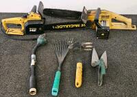(XB) McCulloch Electramac Electric Chainsaws 14E/14ES 14" Bar w/Garden Tools