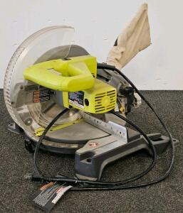 (XB) Ryobi 10-in Compound Miter Saw Single Bevel, Corded, Dust Bag, Blade Guard Included