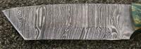 Custom Damascus Cleaver-Style Knife, Resin Handle, Mosaic Pin, Leather Sheath, Decorative Finish - 3