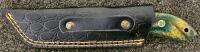 Custom Damascus Cleaver-Style Knife, Resin Handle, Mosaic Pin, Leather Sheath, Decorative Finish - 5