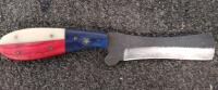 Custom Texas Flag Fixed Blade Knife, 4.5" Blade, Leather Sheath, Star Inlay Handle - 2