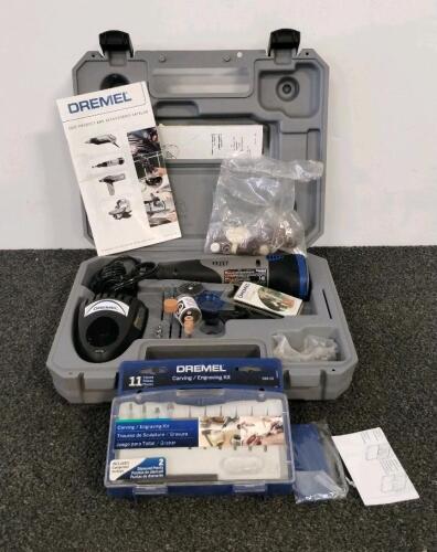 Dremel 800 Cordless Rotary Tool Kit, 10.8V, 5,000-35,000 RPM, Carving & Engraving Kit, Charger, Case (powers on/charges (shelf AX)