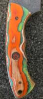 Fixed-Blade Hunting Knife, Gut Hook, Multicolor Wood Handle, Leather Sheath Included - 5