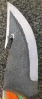 Fixed-Blade Hunting Knife, Gut Hook, Multicolor Wood Handle, Leather Sheath Included - 6