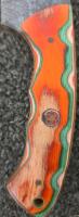 Fixed-Blade Hunting Knife, Gut Hook, Multicolor Wood Handle, Leather Sheath Included - 7
