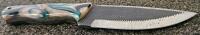 Custom Fixed-Blade Knife, File-Textured 4-in Blade, Swirl Resin Handle, Leather Sheath Included - 2