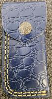 Damascus Folding Pocket Knife, 3" Blade, Blue Wood Handle, Leather Sheath, Clip Point - 3