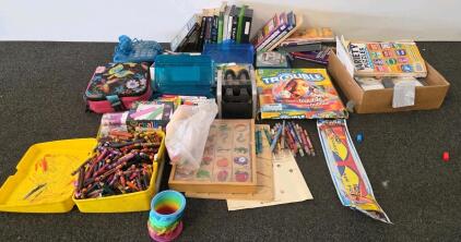 Mixed Lot Educational Supplies: Books, Crayola Art, etc. (XB)
