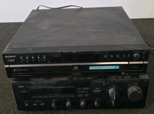 Sony SCD-CE595 SACD 5-Disc CD Player & Yamaha RX-570 Stereo Receiver. (XB)