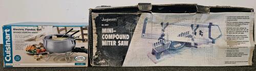 Jorgensen Mini-Compound Miter Saw 64027, 14" Backsaw, Cast Aluminum Base, Up to 6" Cut Height. Cuisinart Fondue Set (new in box)