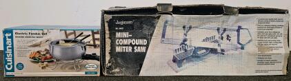 Jorgensen Mini-Compound Miter Saw 64027, 14" Backsaw, Cast Aluminum Base, Up to 6" Cut Height. Cuisinart Fondue Set (new in box)