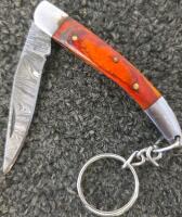 Custom Fixed Blade Skinner Knife and Mini Folding Keychain Knife, Colorful Handles, Leather Sheath - 3