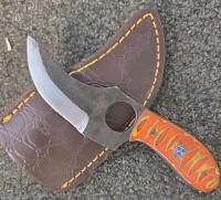 Custom Fixed Blade Skinner Knife and Mini Folding Keychain Knife, Colorful Handles, Leather Sheath - 4