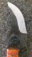 Custom Fixed Blade Skinner Knife and Mini Folding Keychain Knife, Colorful Handles, Leather Sheath - 9