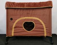Petique Portable Soft-Sided Pet Crate/Playpen with Wheels and circle Mesh Doors - 4