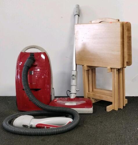 3-Piece Solid Wood Folding TV Tray Table Set with Stand, Natural Finish, Rounded Edges, Handle, Kenmore 116.21714111 Canister Vacuum Cleaner, 12.0 Amps, True HEPA Filtration, Red
