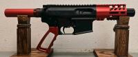 Palmetto State Armory PA-15 9mm AR Pistol, Black/Red Anodized, 4" Barrel, Serial SCD583777