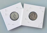 1924 Mercury Dimes, 90% Silver Coins, Winged Liberty Head, Two-Coin Lot, Circulated Condition - 4