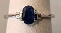 Sterling Silver Oval Blue Sapphire Ring, 1.07ct Gemstone, US Size 6.5, 1.8g, K12ES - 3