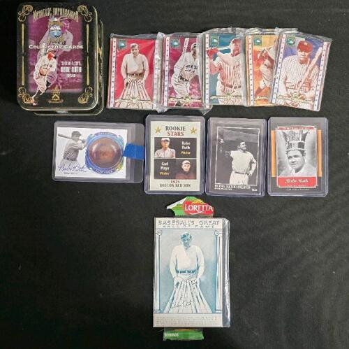 Babe Ruth Collectible Baseball Cards- Metal Impressions Tin W/ 5 Cards, Upper Deck Legends, Rookie Stars And More