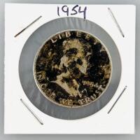 1954 Franklin Half Dollar 90% Silver, Benjamin Franklin Liberty Bell, Circulated Coin