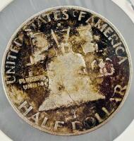 1954 Franklin Half Dollar 90% Silver, Benjamin Franklin Liberty Bell, Circulated Coin - 3