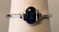 Sterling Silver Oval Blue Sapphire Ring, 1.00 Carat, Size 6.5, Bezel Set, 1.86g, K12E2 - 3