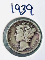 1939 & 1944 Mercury Silver Dimes &ndash; 90% Silver, Winged Liberty Design, 2-Coin Lot - 2
