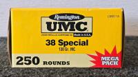 Remington UMC .38 Special 130 Grain MC, 250 Rounds, Brass Case, Mega Pack, Made in USA - 2