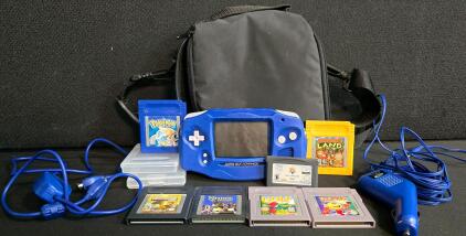 Nintendo Game Boy Advance Bundle w/ Case, Intec Car Adapter & 7 Game Boy Games (Pok&eacute;mon, Donkey Kong) *WORKS!*