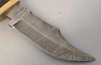 Custom Damascus Fixed Blade Hunting Knife, 9" Overall, Wood Handle, Leather Sheath - 2