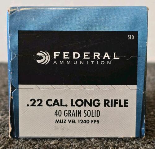 Federal Champion 510 .22 LR, 40 Grain, 1240 FPS, 500 Rounds, High Velocity Rimfire Ammunition