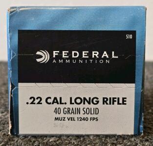 Federal Champion 510 .22 LR, 40 Grain, 1240 FPS, 500 Rounds, High Velocity Rimfire Ammunition