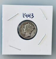 1943 & 1944 Mercury Silver Dimes &ndash; 90% Silver, Circulated, Adolph Weinman Design - 2