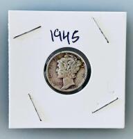 1944 & 1945 Mercury Dimes, 90% Silver, Circulated Condition - 3