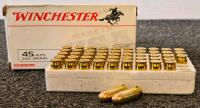 Winchester .45 ACP 230gr FMJ, 50 Rounds, Brass Case, Target Ammo, Made in USA