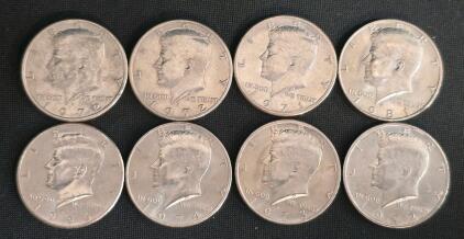 Kennedy Half Dollar Coins &ndash; 1971, 1972, 1973, 1974, 1981, 1996 Lot, 8 Circulated US Coins