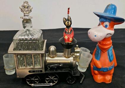 Vintage DC 328 Train Decanter Set with Music Box and Quick Draw McGraw Figure
