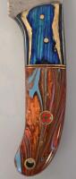 Custom Damascus Steel Hunting Knife, Moose Cutout, Mosaic Handle, Leather Sheath, 8.5" Overall - 3
